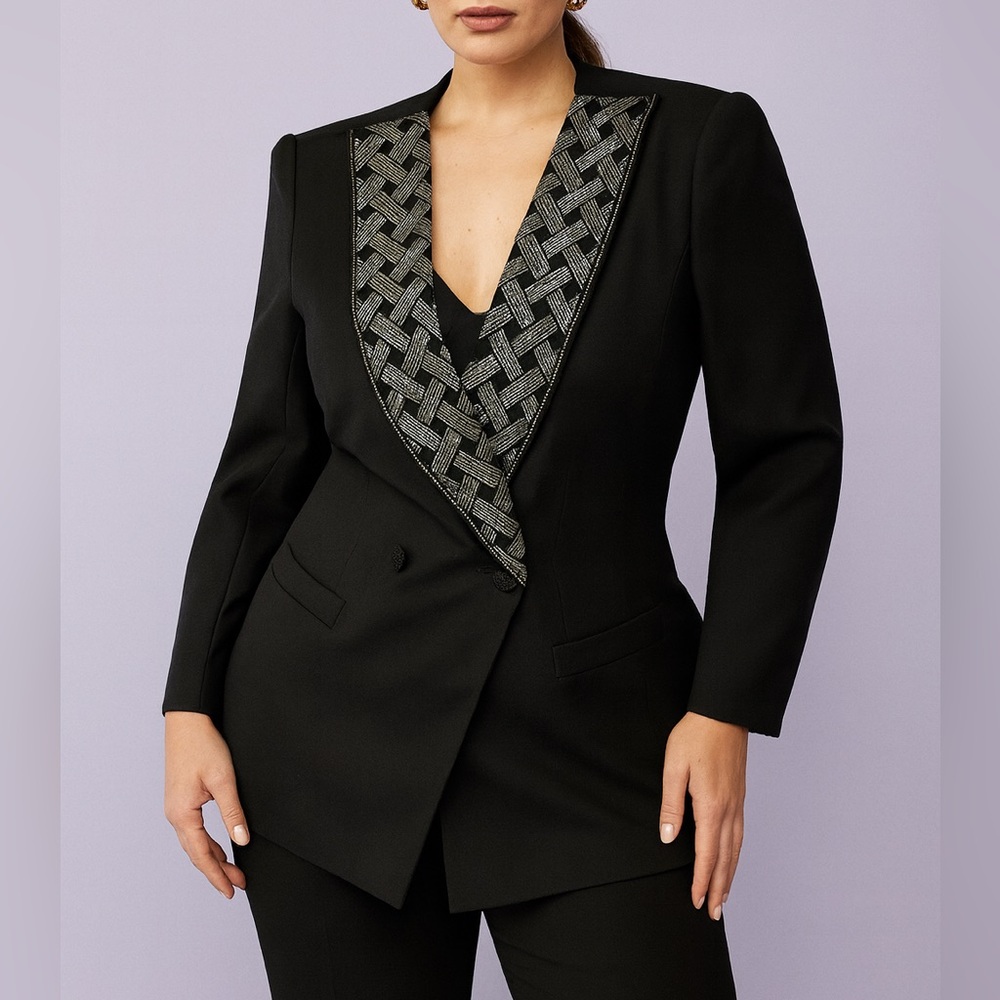 Vintage Dead Stock John Meyer Norwich Beaded Black Wool Blazer
Jacket Womens New